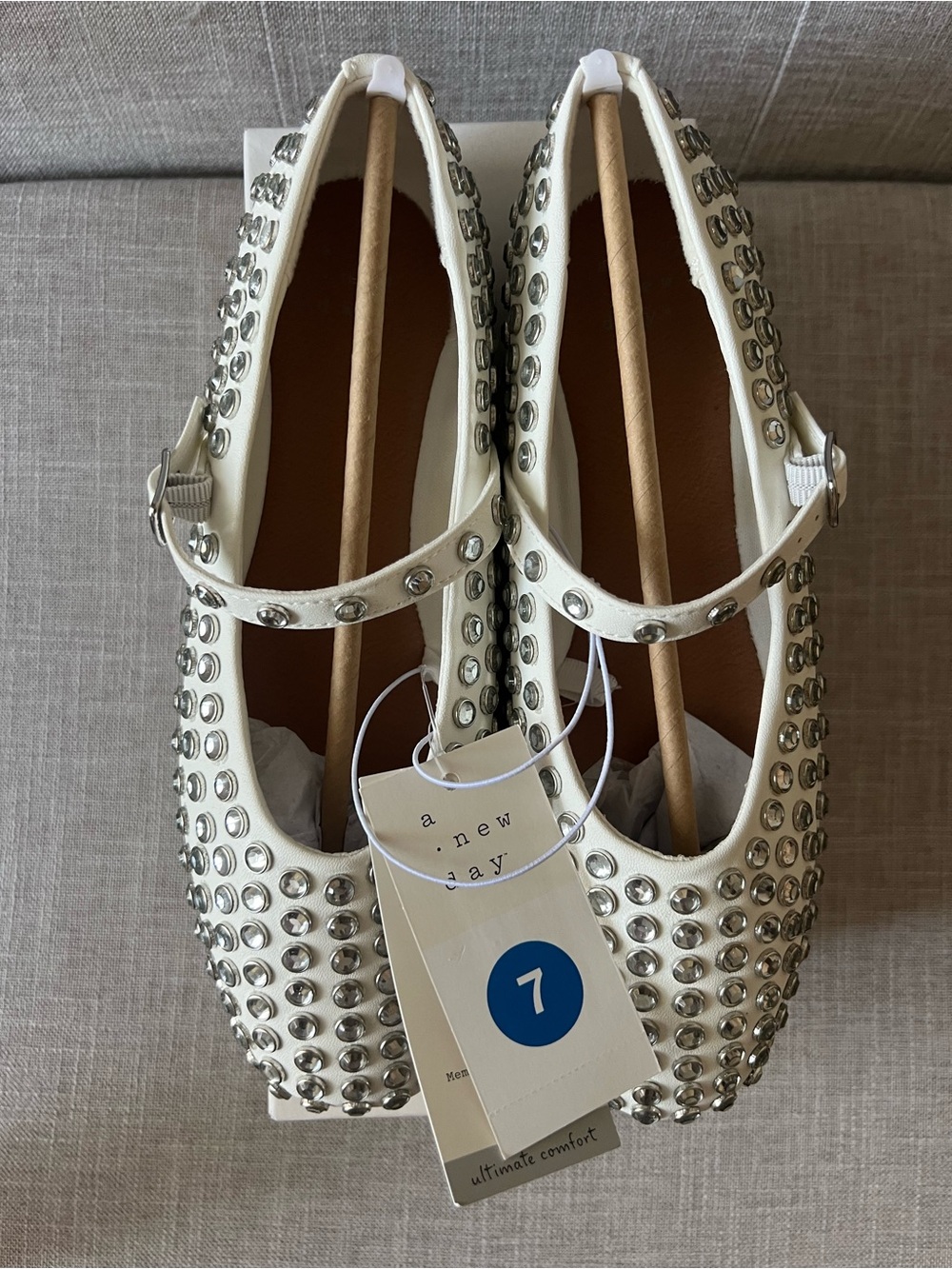 a new day White Studded Mary Jane Flats, women’s size 7. NEW with tags .